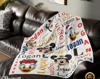 Manta Sherpa personalizada de Disney Cruise, manta para bebé con nombre personalizado