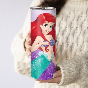 Ariel Tumbler, Custom Disney Princess Tumbler, Disney Princess Gift, Mermaid Gifts, Personalized Water Bottle, Princess Cup with Name