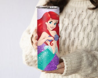 Ariel Tumbler, Custom Disney Princess Water Bottle, Mermaid Gift