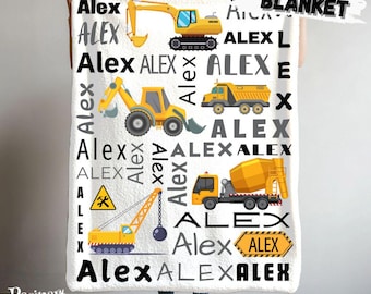 Coperta con camion da costruzione – Coperta personalizzata per bambini