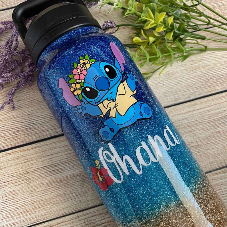 Stitch Glitter Tumbler / Disney Glitter Tumbler / Ohana Etsy