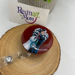 Cruella Deville Badge Reel: Glitter Resin ID Holder