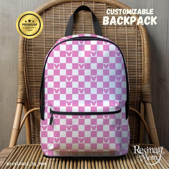 Mickey Mouse Checkered Backpack, Customizable Disney Park  display picture 1