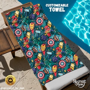 Super Heroes Towel For Kids, Beach towel with Name, Custom Beach Towel, Personalized Beach Towel, Beach Towel Gift, Custom Towel With Name