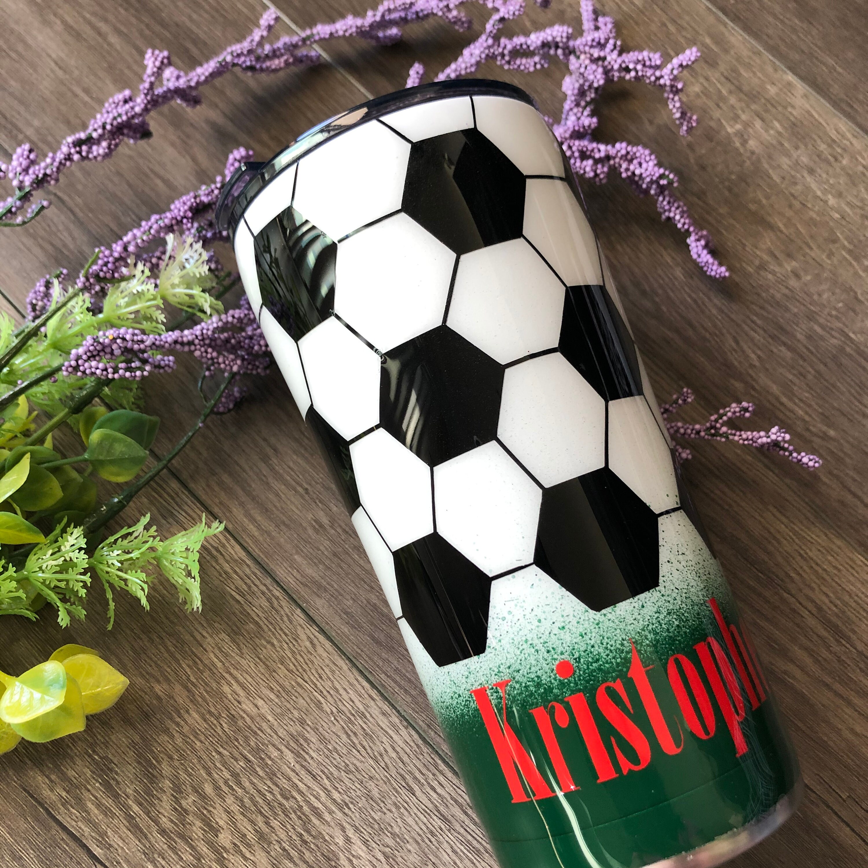 Soccer Tumbler / Black Tumbler / Custom Cup Etsy
