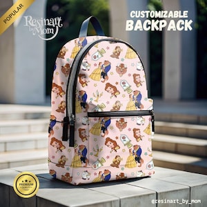 Beauty and the Beast Backpack, Belle Backpack for kids, Disney Backpack, Disney Park Bag, Disney School Bag, Customizable Backpack