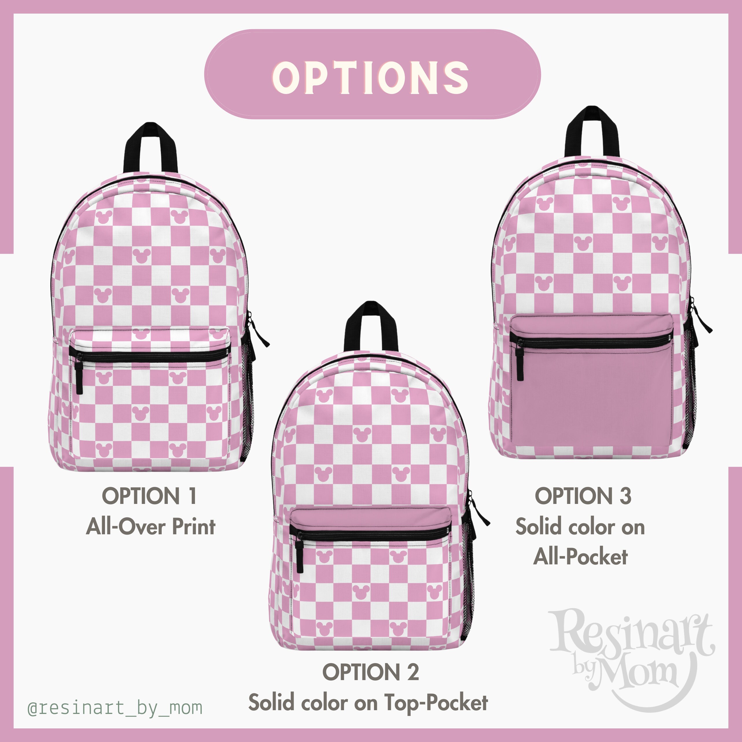 Disney Mickey Mouse Pink Checkered Backpack with Mouse Ears Design Disney Mickey Ears 11.5 Pink & White Checkered Mini Backpack  main image 4