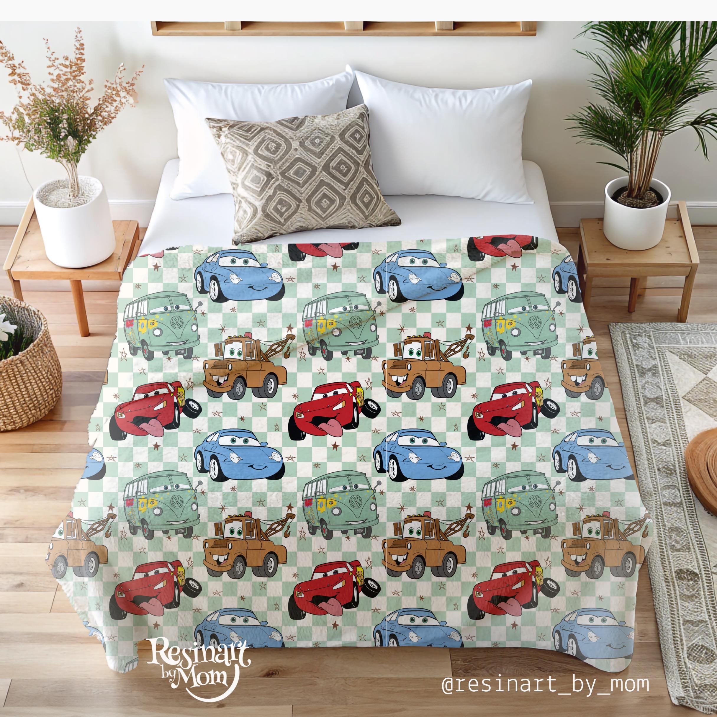 カーズブランケット、名前入りブランケット、男の子用グリーン