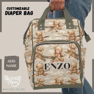 Teddy Bear Diaper Bag, Baby Shower Gift, Nursery Must-Have Neutral Baby Shower Gift, Custom Baby Diaper Bag