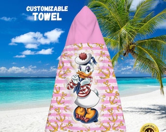 Personalized Disney Cruise Hooded Towel, Nautical Character Beach Towel