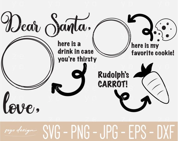 Download Christmas Santa Tray Svg Png Santa Cookies And Milk Doodle Etsy