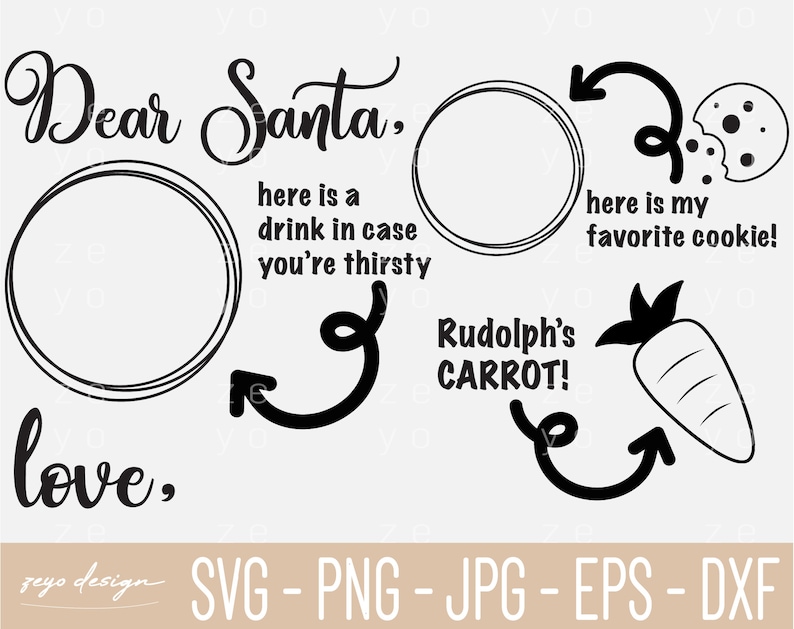 Christmas Santa Tray SVG/Png Santa Cookies and Milk Doodle ...