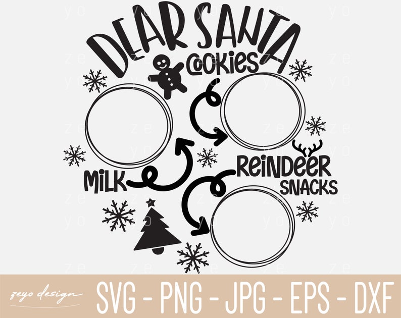 Download Christmas Santa Tray SVG/Png Santa Cookies Milk Reindeer ...