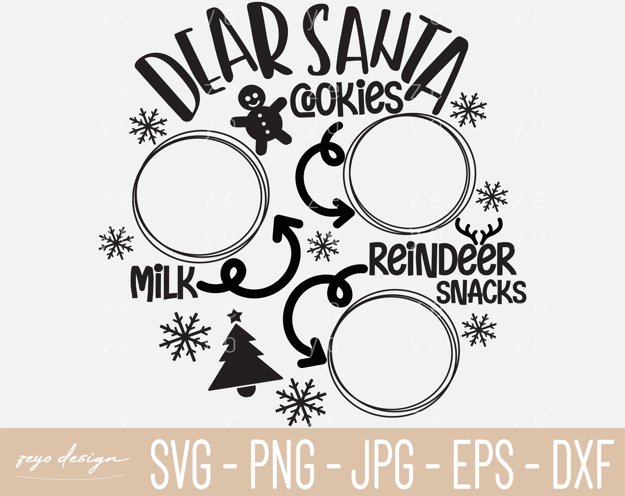 Christmas Santa Tray SVG/Png Santa Cookies Milk Reindeer | Etsy