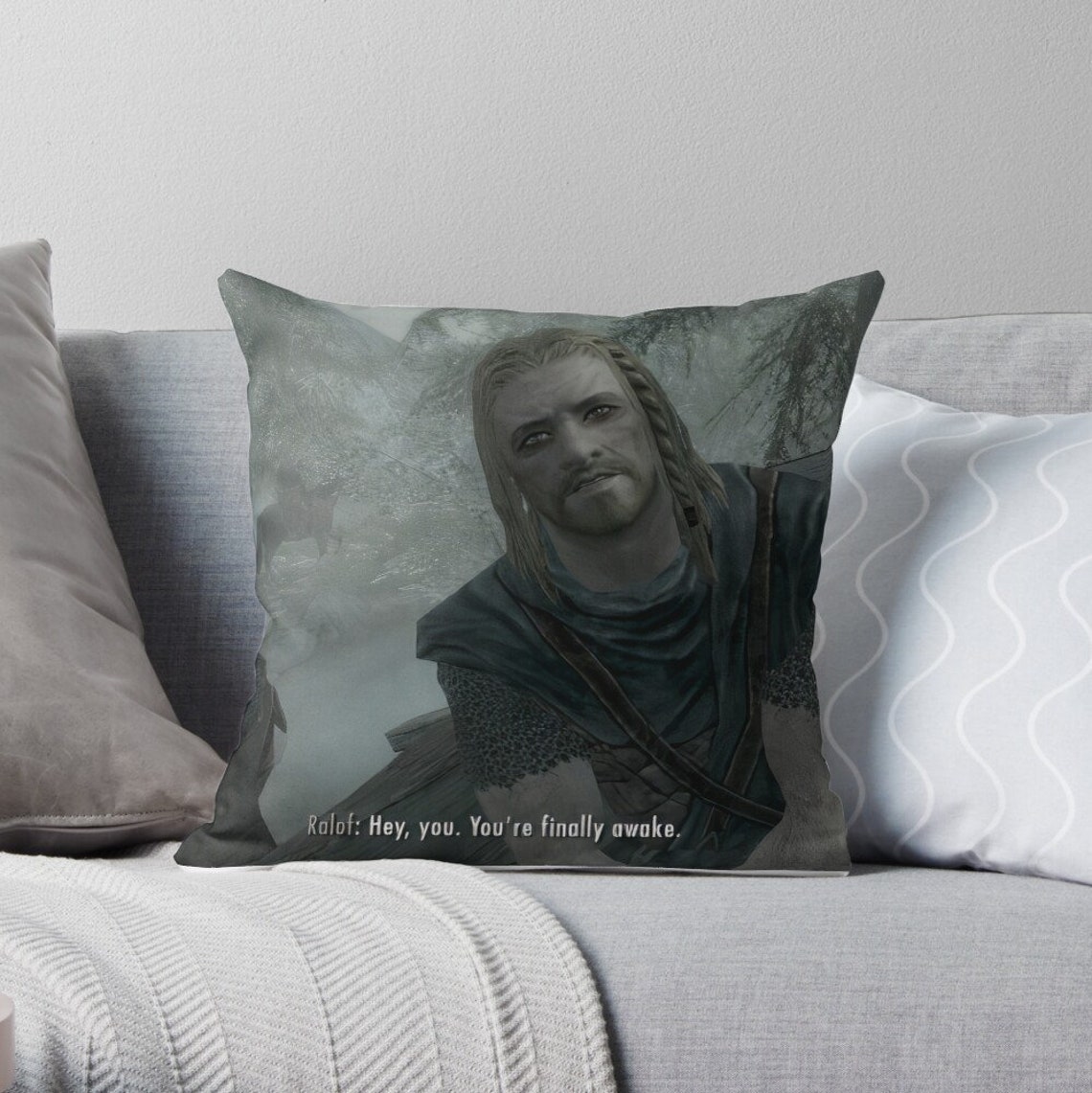 Hey You Youre Finally Awake Skyrim Throw Pillow Cases Gift For Etsy