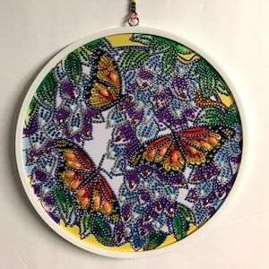 Butterflies Round Diamond Art with Frame and Hanging