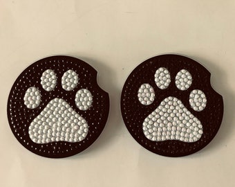 Paw print car cup holder coaster