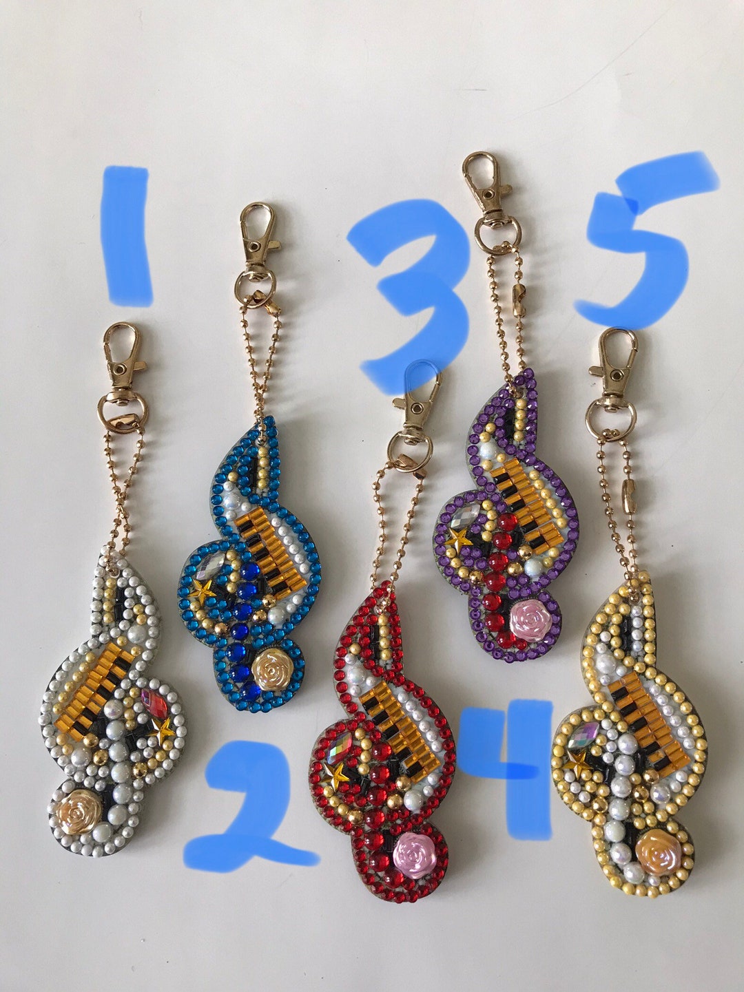 Rhinestone Music Note Key Chains - Etsy