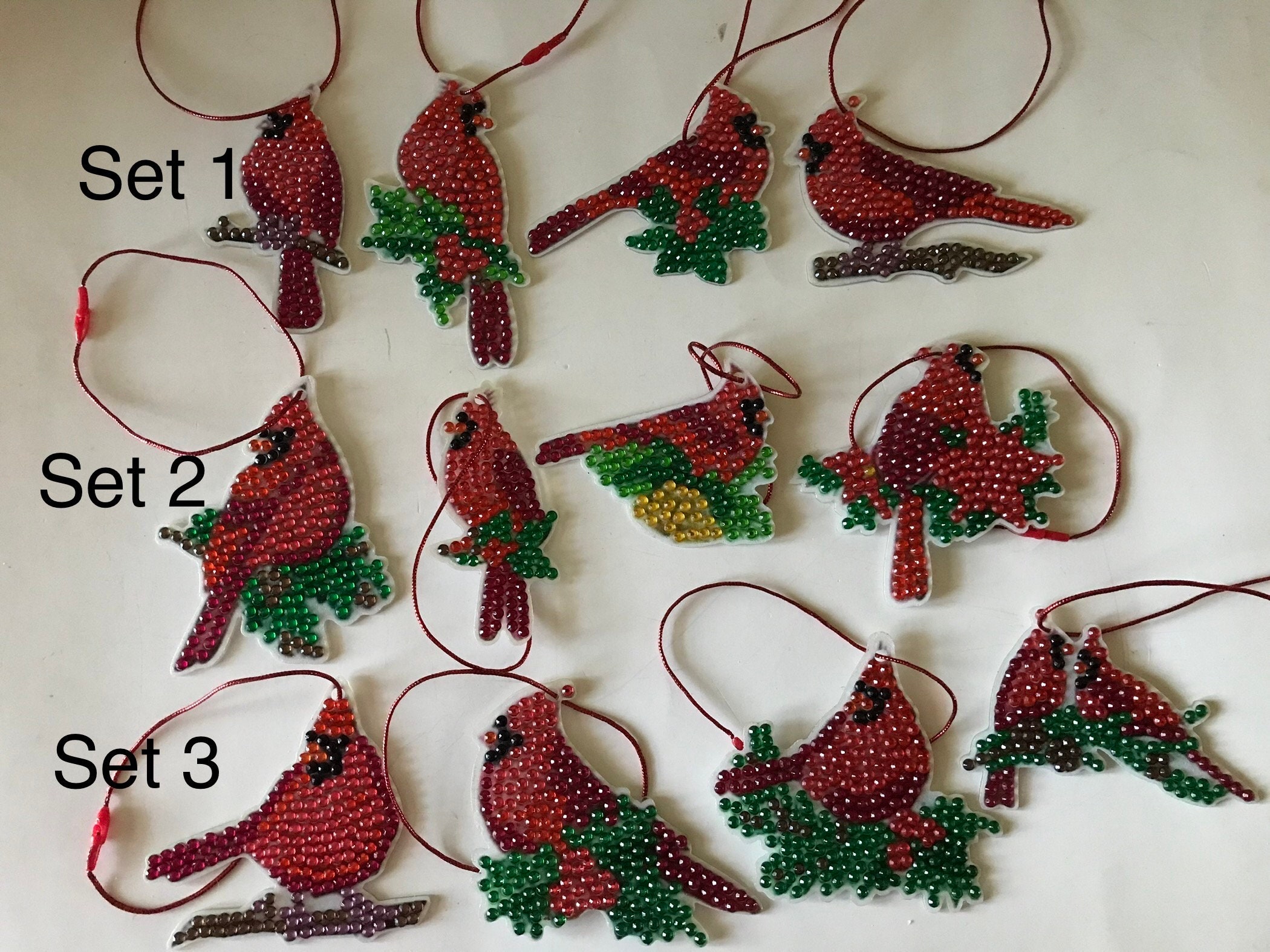 Cardinal Diamond Art Ornaments 