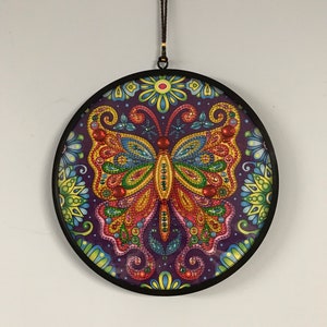Butterfly Round Diamond Art with Frame and Hanging