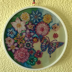 Butterfly Round Diamond Art with Frame and Hanging