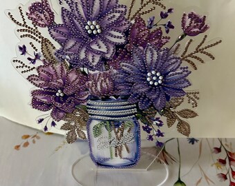 Mason Jar Bouquet diamond art