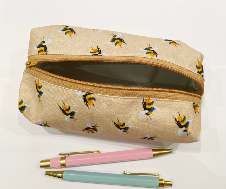 Cream Bee pencil case fabric pencil case box pencil case Etsy