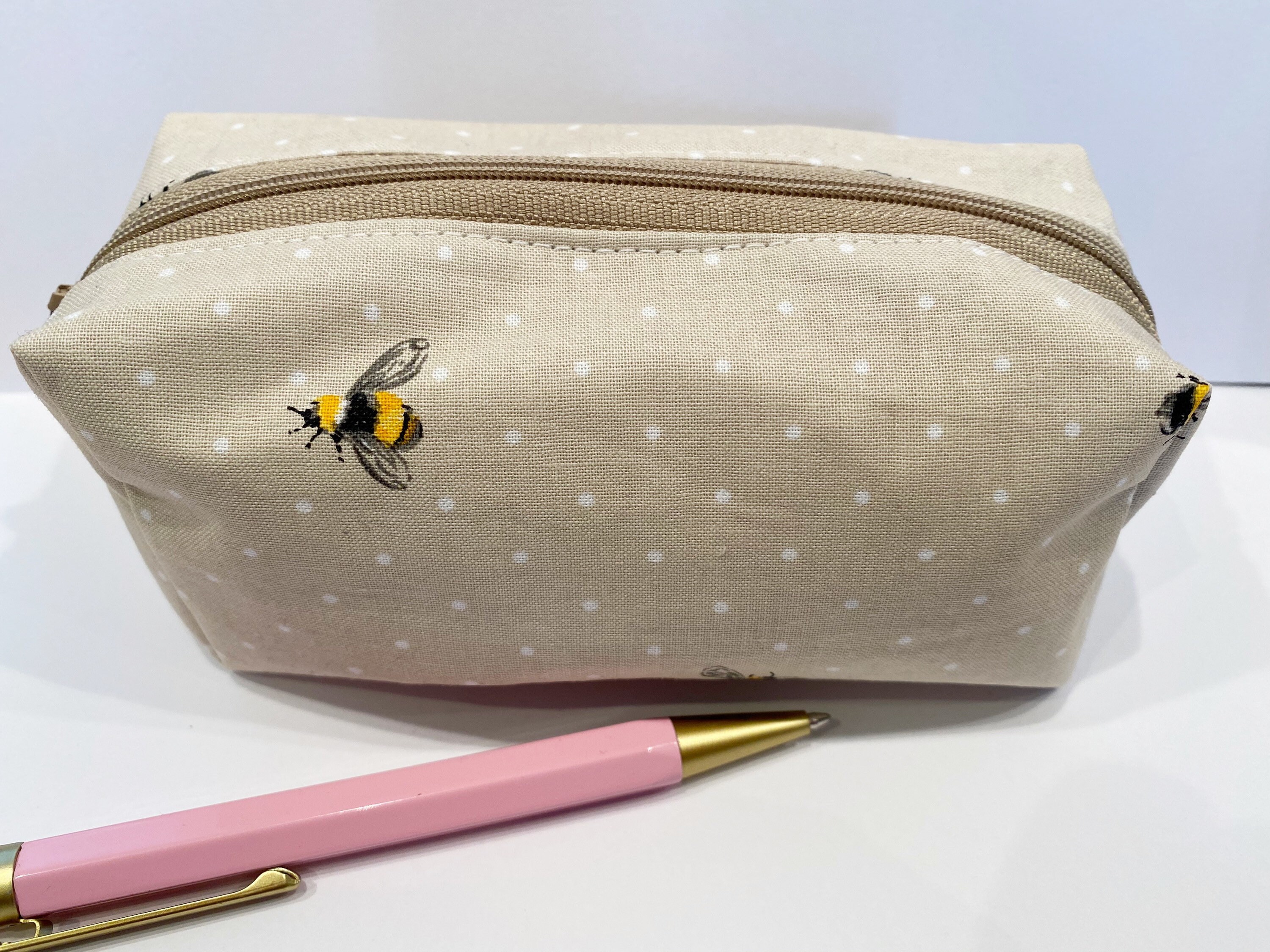 Cream Bee pencil case fabric pencil case box pencil case Etsy