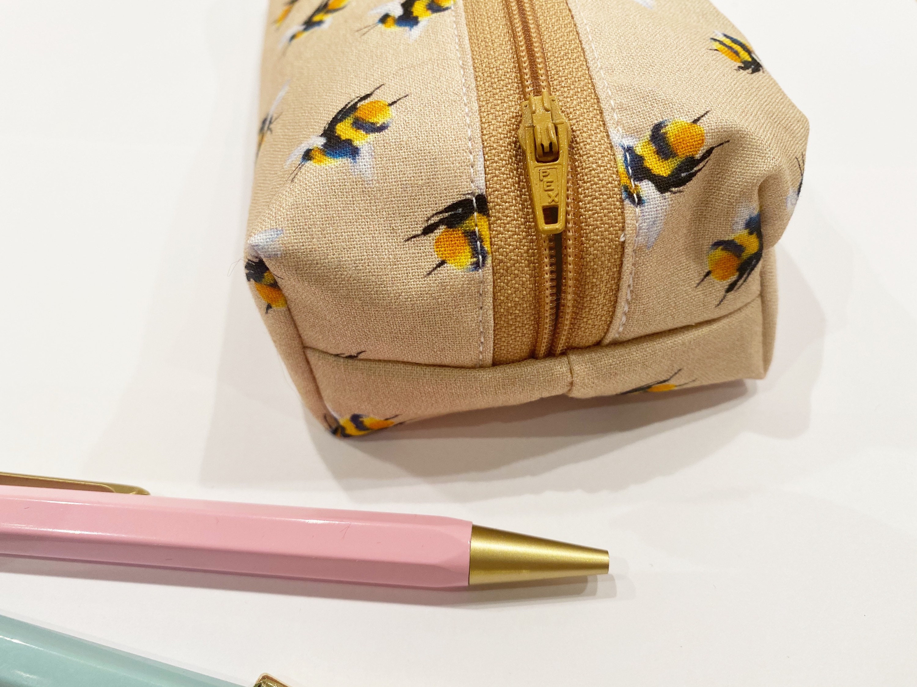 Cream Bee pencil case fabric pencil case box pencil case Etsy