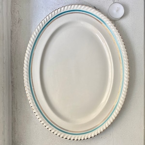 Plato ovalado vintage para servir Plato ovalado inglés antiguo Johnson Bros Plato de oro blanco Platos coleccionables Platos vintage Vajilla vintage