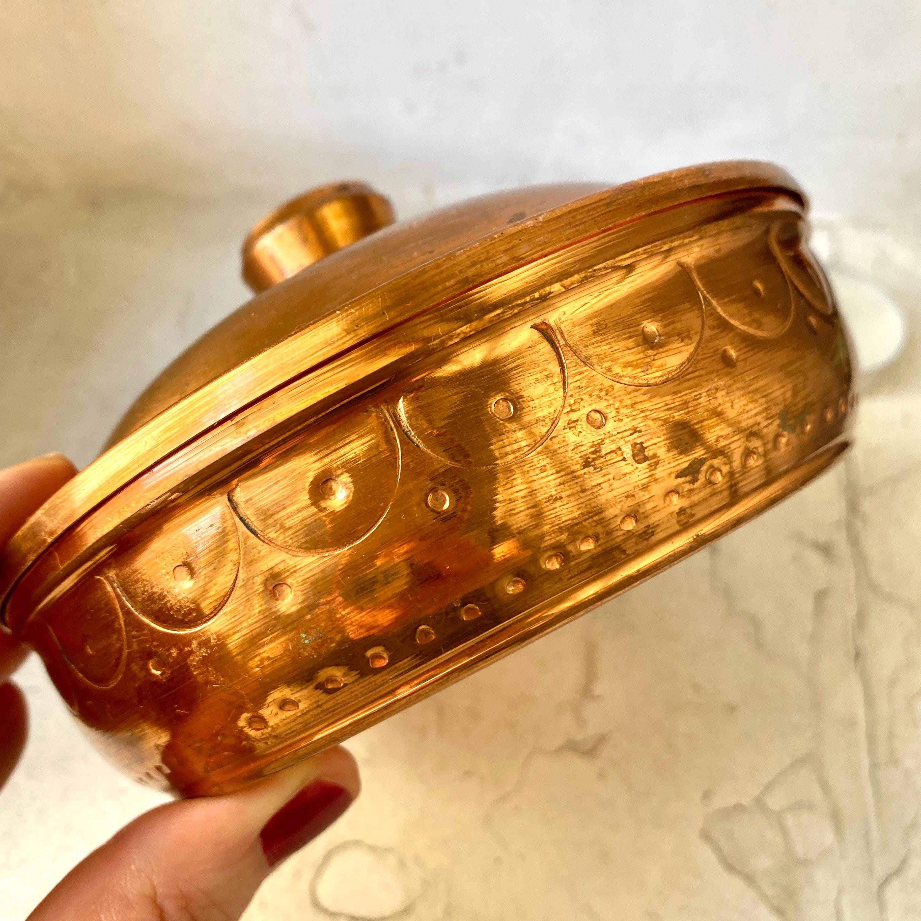 銅製装飾ボウル 蓋付き　ビンテージ ヴィンテージ銅製ボウル（蓋付き）：金属製キッチン収納 - Etsy 日本