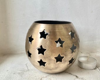 Candelabro de latón vintage: diseño de estrella, decoración retro para el hogar