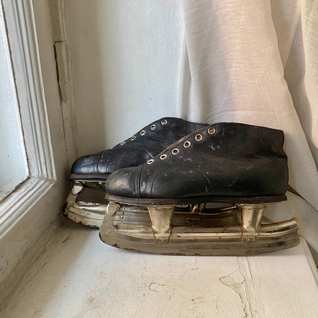 Vintage Black Ice Skates Vintage Childrens Ice Skates Decorative Ice