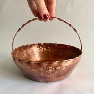 Cuenco de cobre vintage con asa Cuenco de caramelo vintage Cuenco de metal decorativo Vajilla vintage