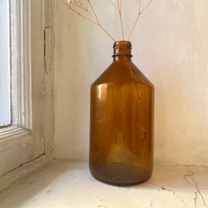 Vintage glass bottle Large apothecary bottle 1L Large brown glass bottle Vintage glass bottle Vintage glassware Vintage kitchen decor