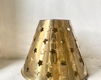 Vintage Brass Star Lamp Shade: Mid-Century Home Decor