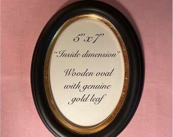 Black Wooden Oval Frame with Gold Leaf For the Silhouette