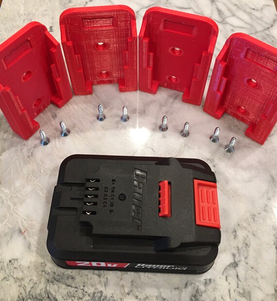 Four RED 3D Printed Battery Holders for BAUER 20 Volt Tool Etsy