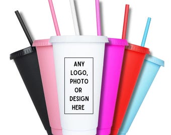 Custom Text & Photo Tumbler 24 oz with Lid and Straw (UV DTF Printing)