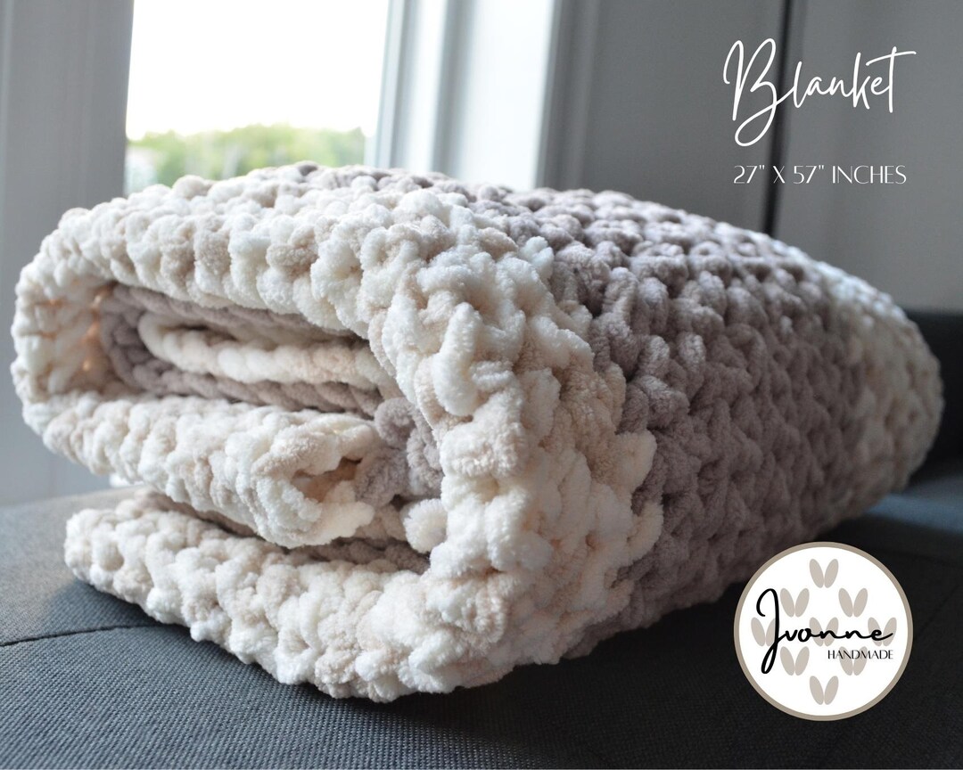 Handmade Knit Blanket, Decorative Throw Blanket, Bed Runner Full Size