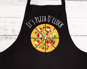 Pizza O'clock Apron, Custom Kitchen Apron, Polyester Chef's Apron, Baker Gift, Star Baker Apron, Apron with Pockets, Personalized Apron