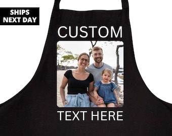 Custom Photo Apron, Personalized Chef Gift, Polyester Kitchen Apron with Pockets