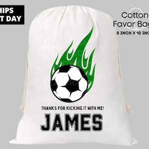 Custom Soccer Favor Bags, Soccer Party, Soccer Birthday, Soccer Party Theme, Personalized Favor Bags, Custom Cotton Bags, Cotton Party Bags