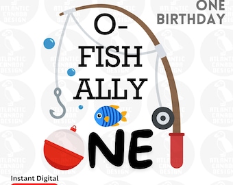 Diseño de cumpleaños O-Fishally ONE, temática de fiesta de pesca (descarga digital)
