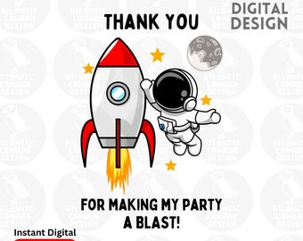 Diseño PNG de agradecimiento a un astronauta, cumpleaños espacial (descarga digital)
