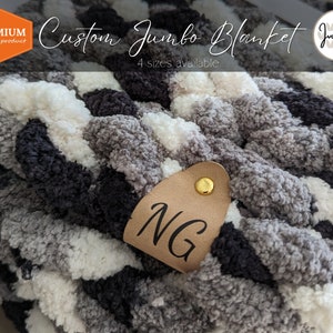 Jumbo Custom Handmade Knit Blanket, Personalized Blanket, Decorative Throw Blanket, Bed Runner, Super Bulky Jumbo 7, Chenille-style yarn.
