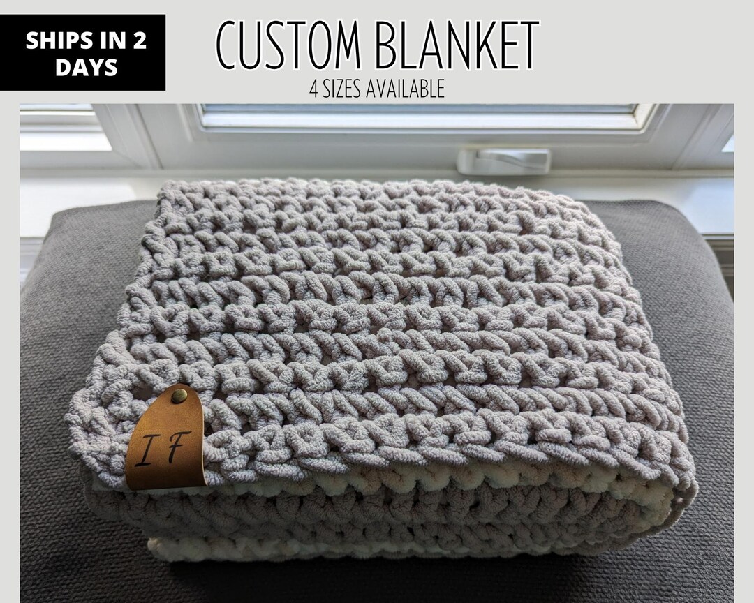 Custom Handmade Knit Blanket, Personalized Blanket With Initials