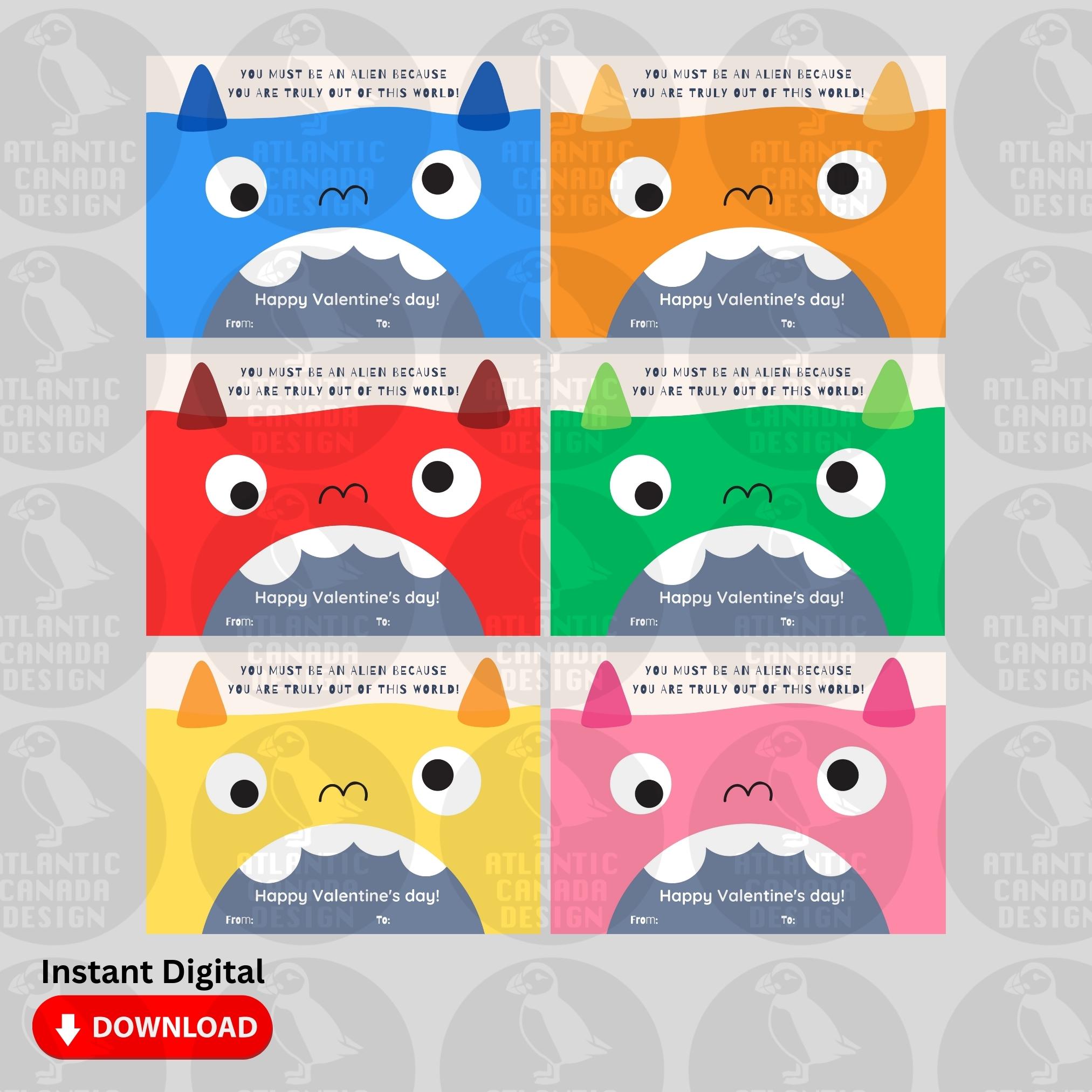 Printable Colourful Monsters Valentine's Day Cards - Etsy
