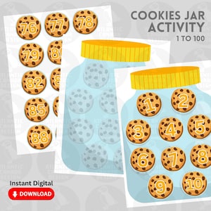 Cookie Jar Kids Activity Digital Design, Counting Activity, Cookie Counting Jar, Toddler Counting Activity, Ready To Print, Counting Play