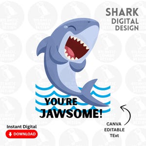 Custom Name You Are Jawsome! digital design, Shark Digital Download, Instant Digital Download, Digital Printed File, Shark Colourful Design